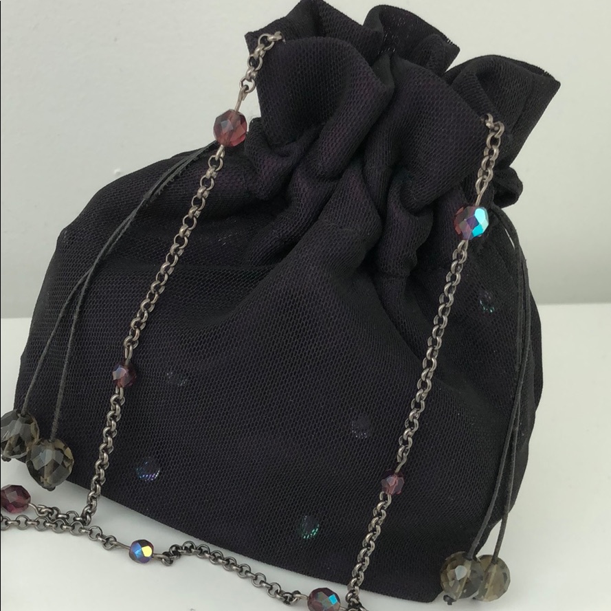 Dkny Drawstring Deep Purple/Black Silk Organza Bag